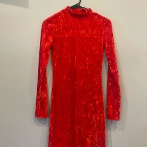 Crushed velvet long sleeve dress urban outfitters